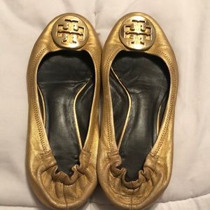 Metallic gold Tory Burch ballet flat